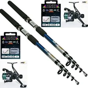 Forellenset Angelset Forelle 2 x Rute 2 x Rolle 2 x Schnur und 20 Haken NEU